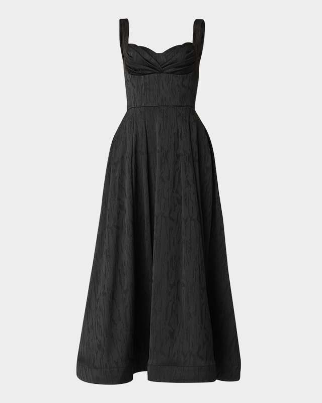 Ophelia Jacquard Sweetheart Midi Dress